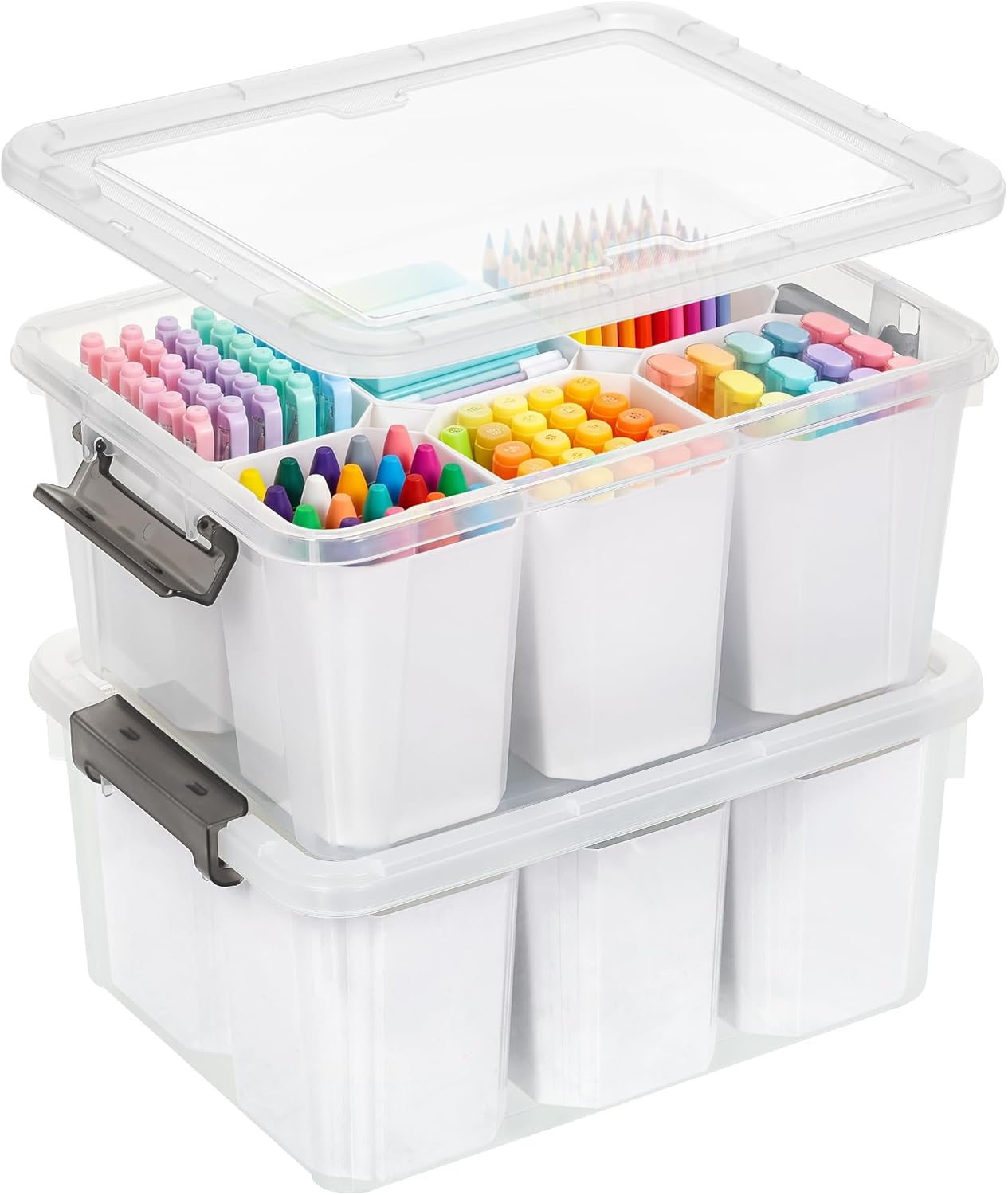 Citylife 17 QT Plastic Storage Bins Clear Storage Box with Lids Multipurpose Stackable Storage Containers for Organizing Tool, Craft, Crayon detail 12