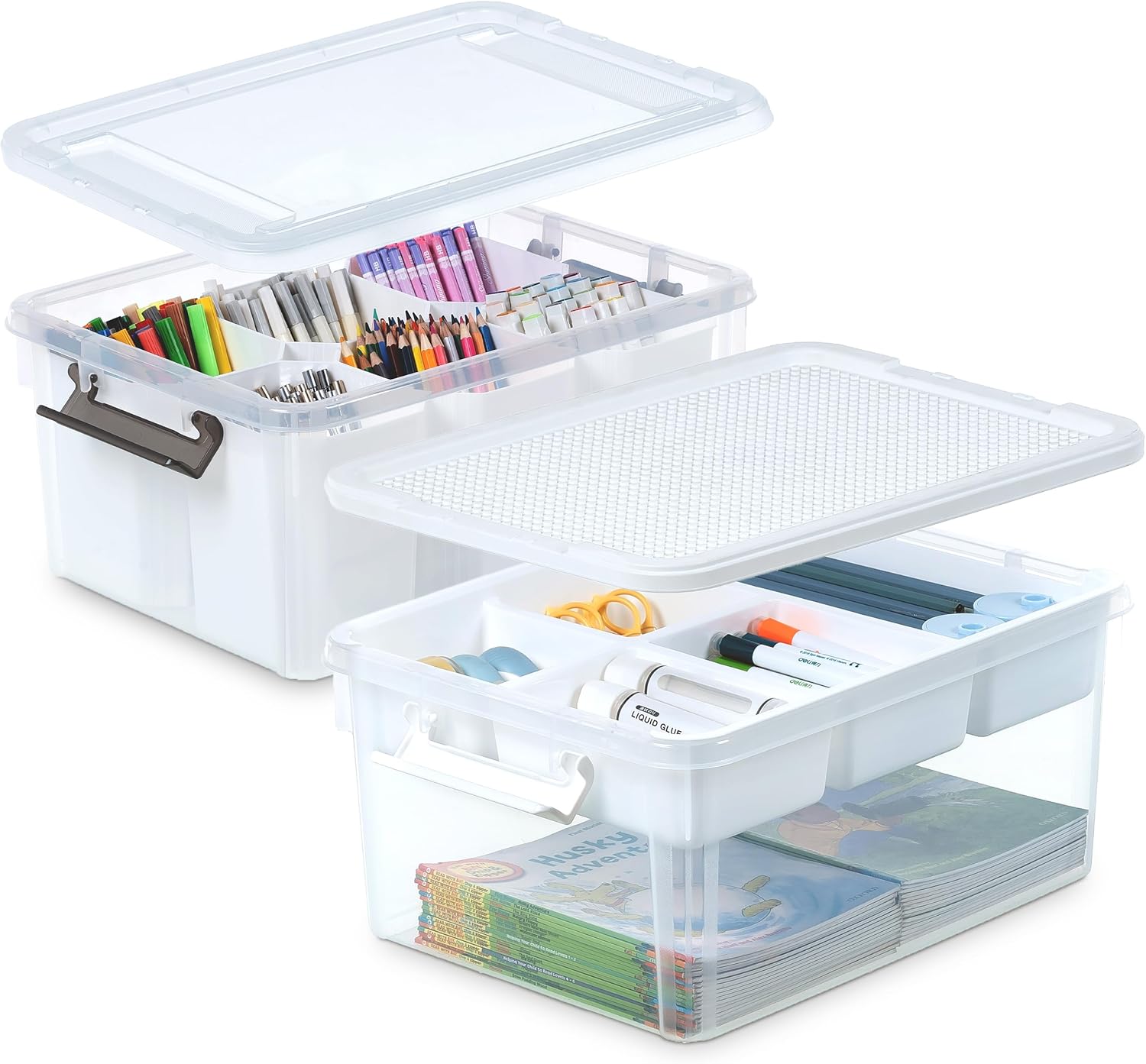 Citylife 17 QT Plastic Storage Bins Clear Storage Box with Lids Multipurpose Stackable Storage Containers for Organizing Tool, Craft, Crayon detail 13