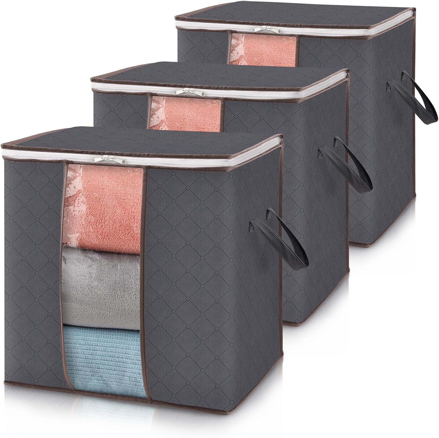Lifewit 90L Large Storage Bags, 6 Pack Closet Organizers and Storage, Clothes Storage Bins with Lids, Foldable Storage Containers with Reinforced Handles for Clothing, Blanket, Bedding, Comforter Gray detail 8