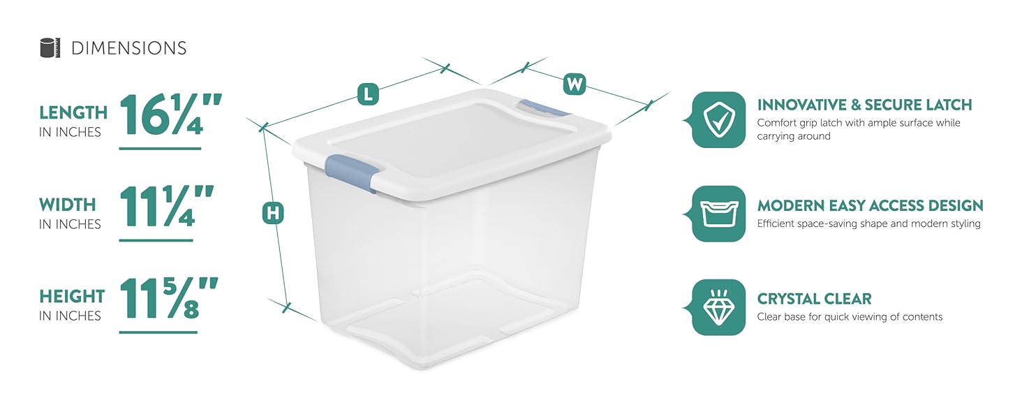 Sterilite 6 Pack Latching Box, Clear Plastic 25 Quart Storage Container with Lid, Stackable Underbed Storage Bin Organizer for Home, Closet, Bedroom, Dorm Room and Apartment Use detail 10