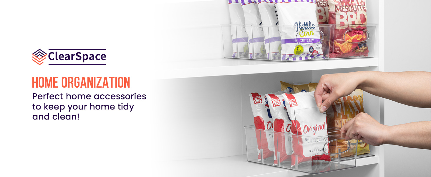 ClearSpace Pantry Organizers and Storage, Cabinet & Kitchen Organizer and Storage - Fridge Organizer, Drawer Organizer and Snack Organizer - Refrigerator and Cupboard Shelf Organizer detail 1