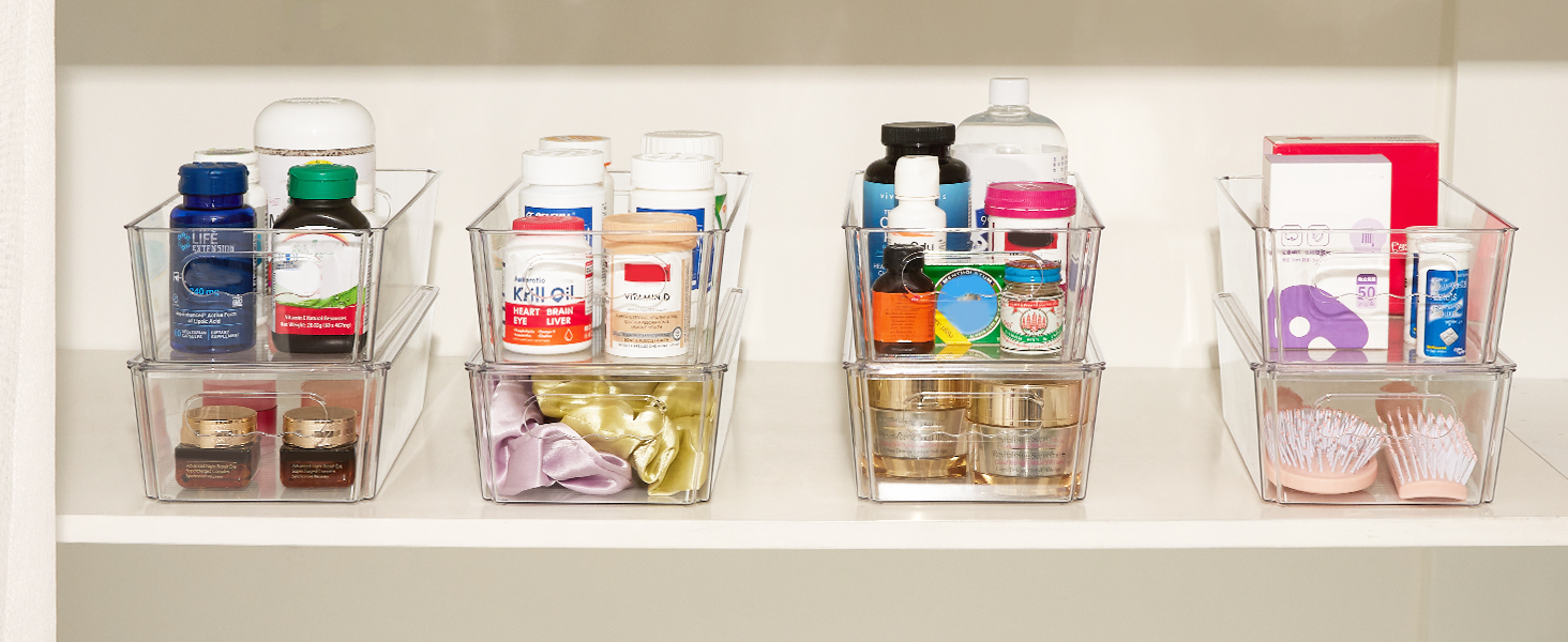 Vtopmart 8pcs Clear Organizers and Storage Bins with Lids, Stackable Plastic Storage Containers with Handles for Fridge, Freezer, Pantry, Cabinet, Kitchen Organization detail 4
