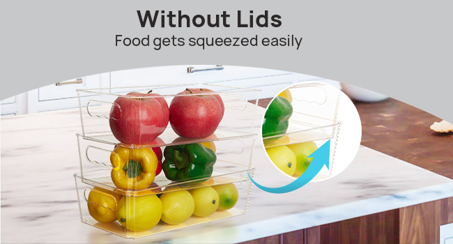 Vtopmart 8pcs Clear Organizers and Storage Bins with Lids, Stackable Plastic Storage Containers with Handles for Fridge, Freezer, Pantry, Cabinet, Kitchen Organization detail 6