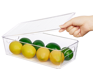 Vtopmart 8pcs Clear Organizers and Storage Bins with Lids, Stackable Plastic Storage Containers with Handles for Fridge, Freezer, Pantry, Cabinet, Kitchen Organization detail 10