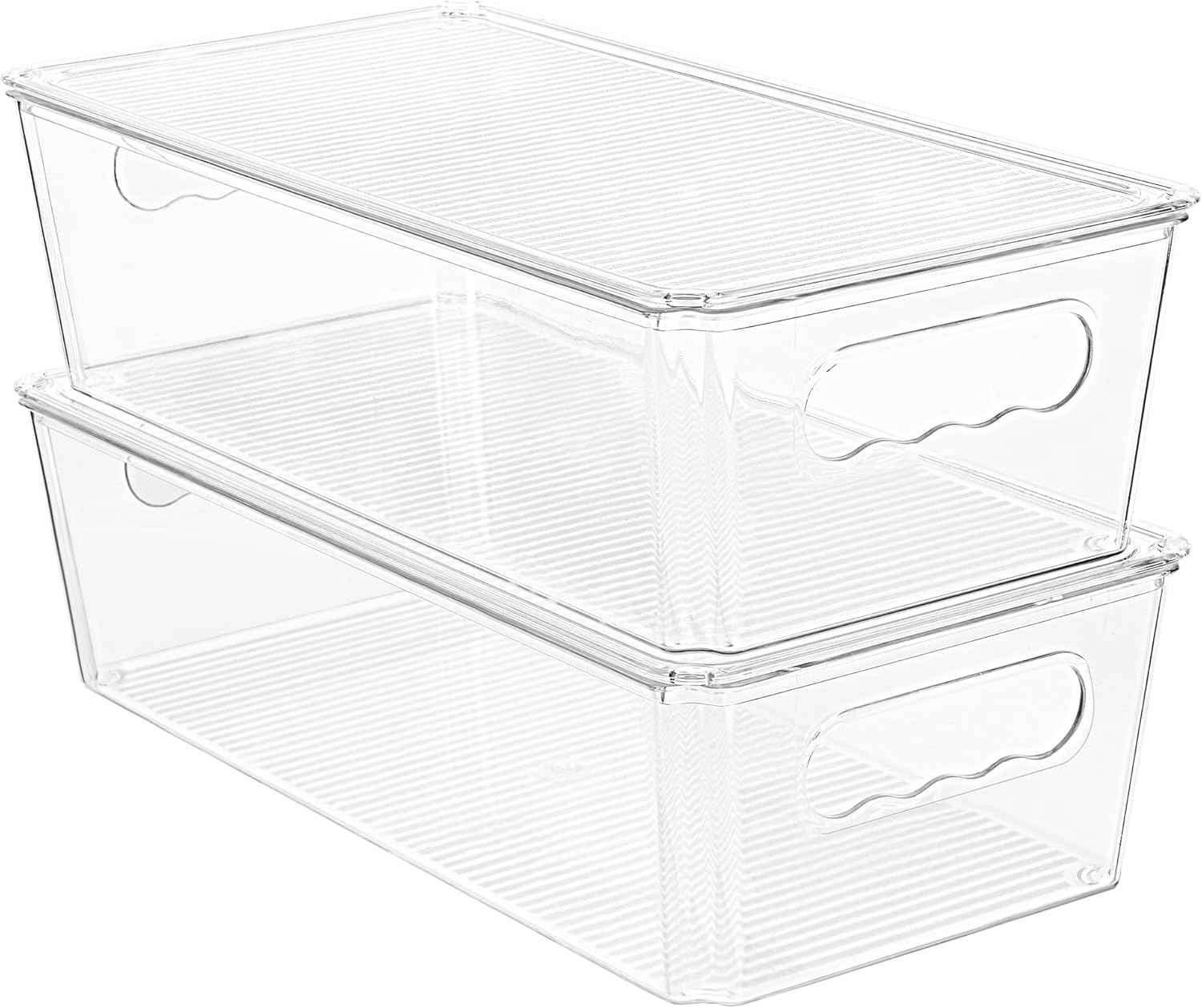 Vtopmart 8pcs Clear Organizers and Storage Bins with Lids, Stackable Plastic Storage Containers with Handles for Fridge, Freezer, Pantry, Cabinet, Kitchen Organization detail 11