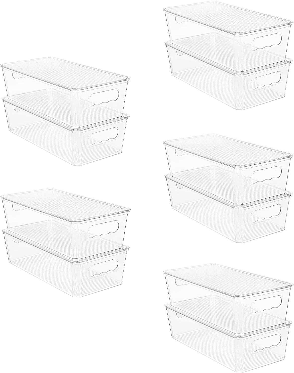 Vtopmart 8pcs Clear Organizers and Storage Bins with Lids, Stackable Plastic Storage Containers with Handles for Fridge, Freezer, Pantry, Cabinet, Kitchen Organization detail 12