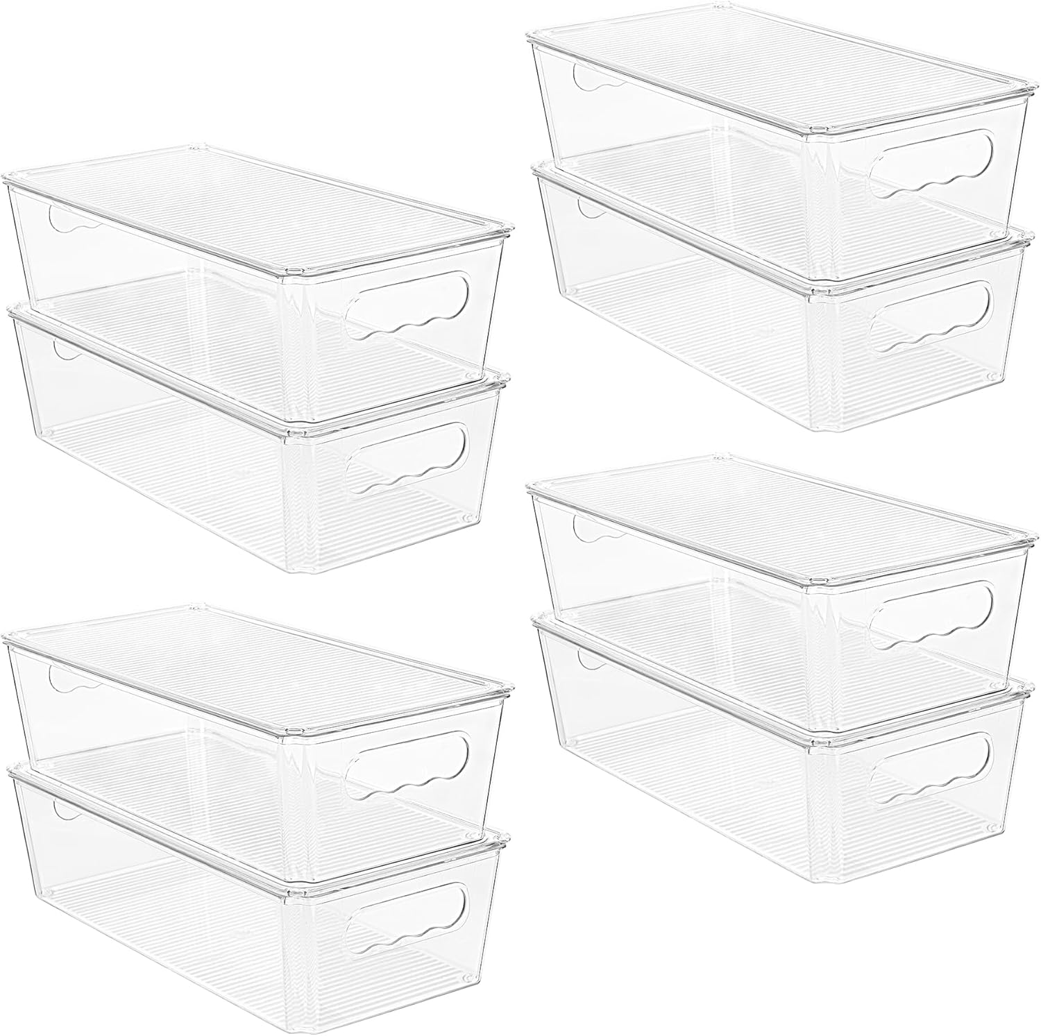 Vtopmart 8pcs Clear Organizers and Storage Bins with Lids, Stackable Plastic Storage Containers with Handles for Fridge, Freezer, Pantry, Cabinet, Kitchen Organization detail 16