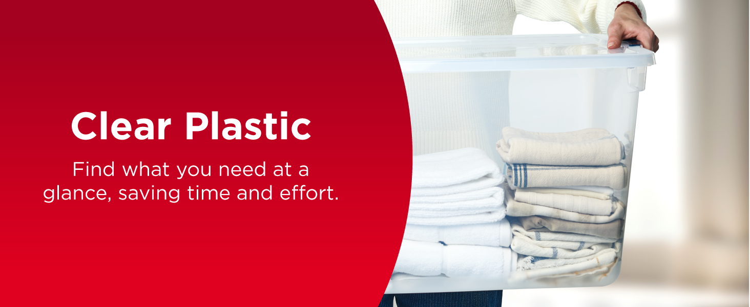 Rubbermaid Cleverstore 71 Qt Clear Storage Bins with Lids, 4-Pack, Stackable, BPA-Free, Made in USA detail 5