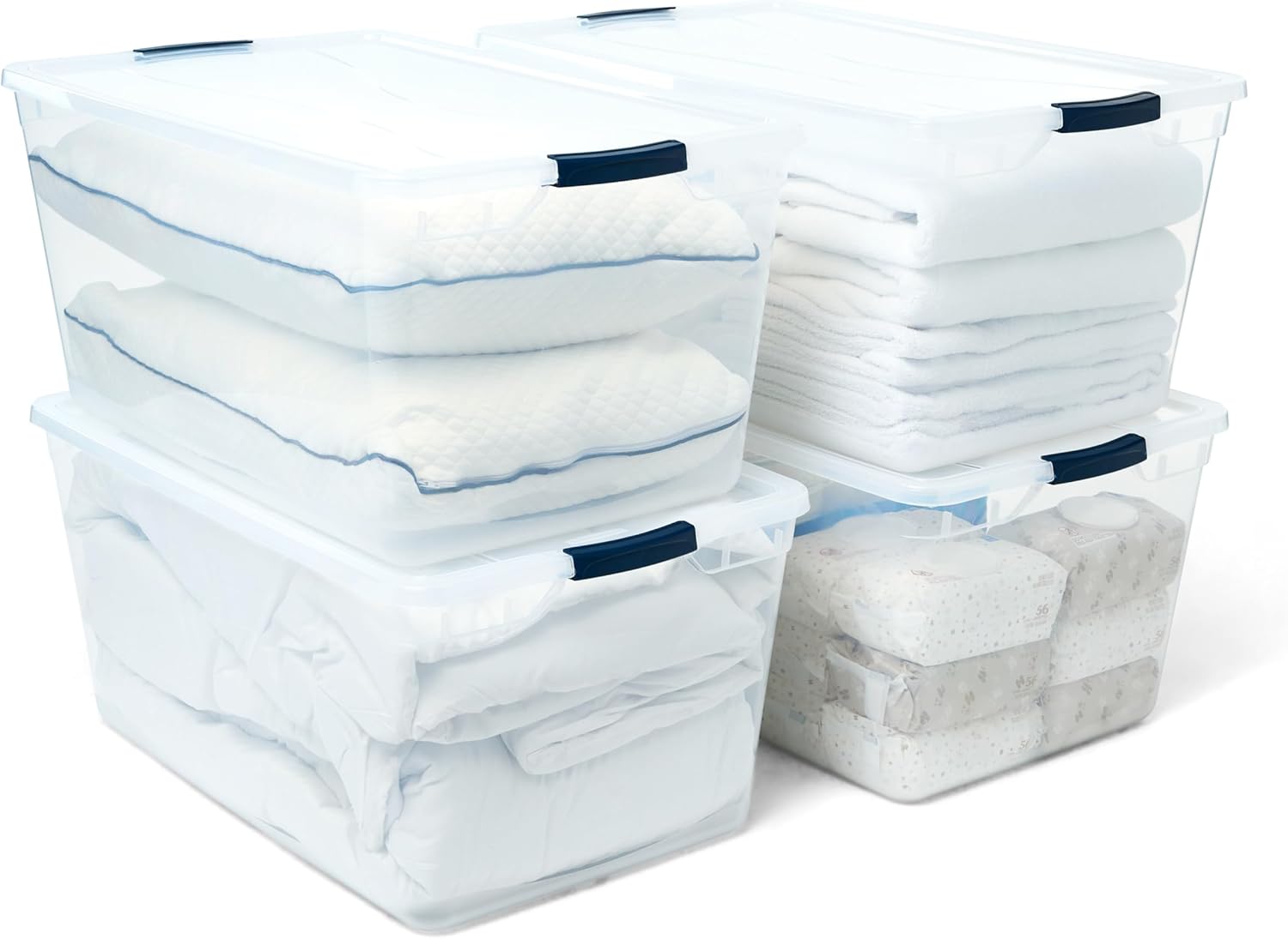 Rubbermaid Cleverstore 71 Qt Clear Storage Bins with Lids, 4-Pack, Stackable, BPA-Free, Made in USA detail 10