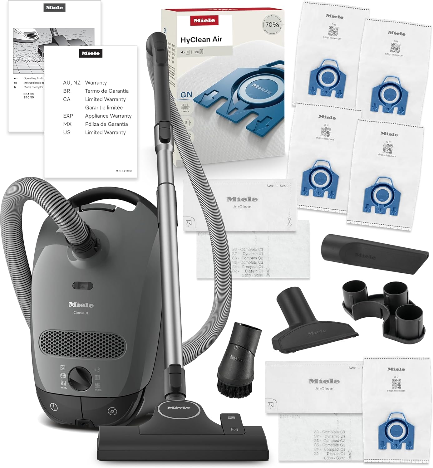Miele Classic C1 Pure Suction Bagged Canister Vacuum, Graphite Grey - Portable, - View 2