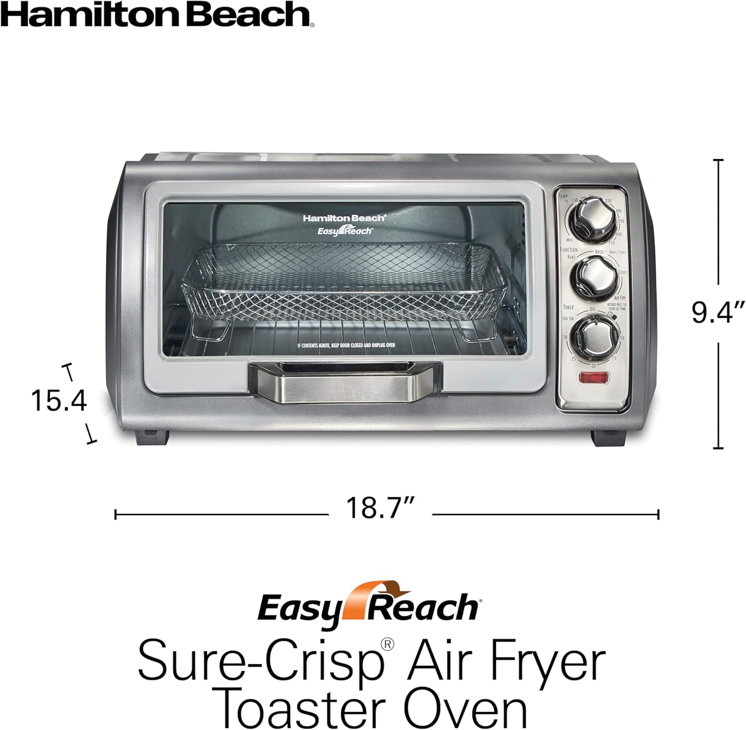 Hamilton Beach Air Fryer Toaster Oven Combo with Large Capacity, Fits 6 Slices - View 2