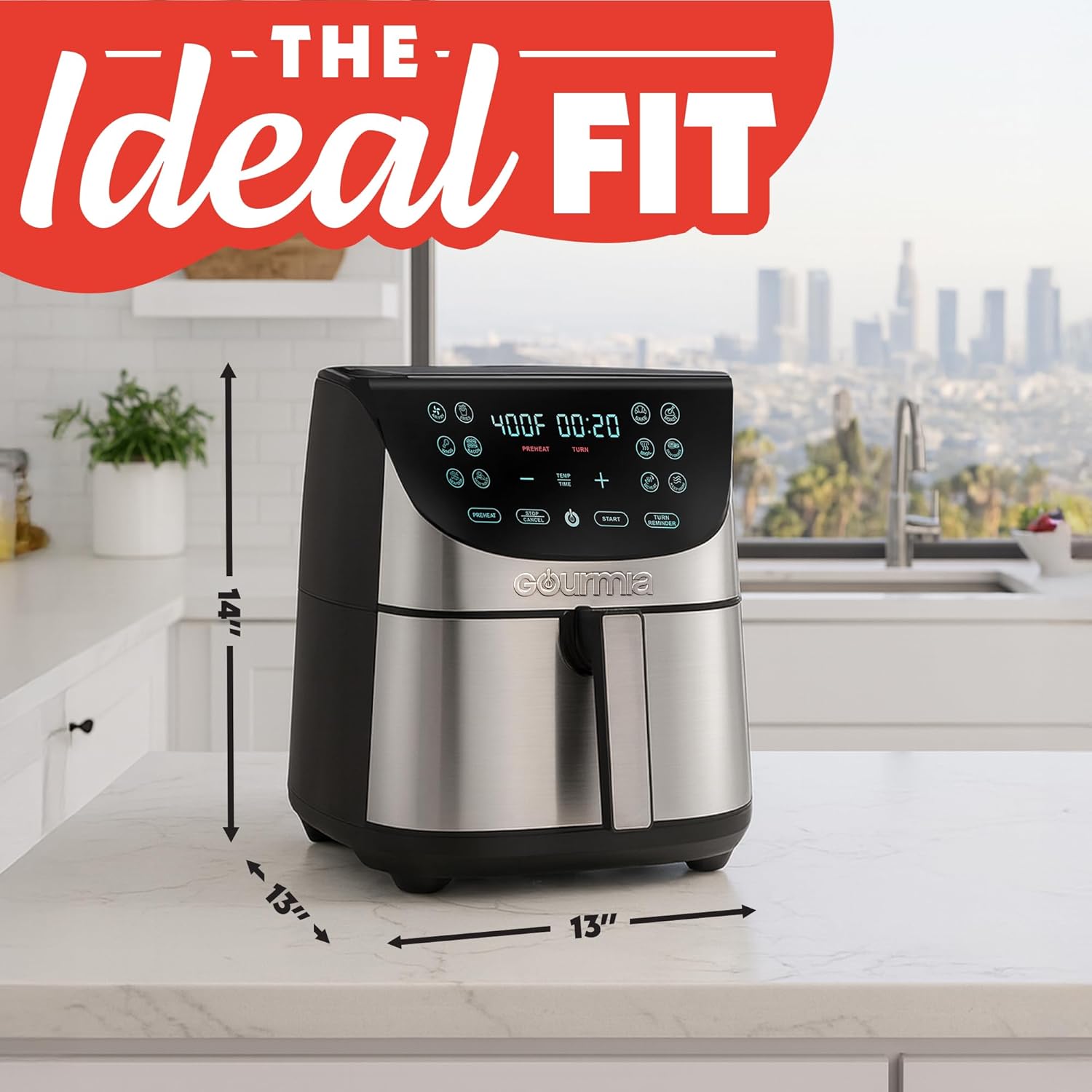 Gourmia Air Fryer - 8 Qt Extra Large Capacity, FryForce360º, Digital Display - View 2