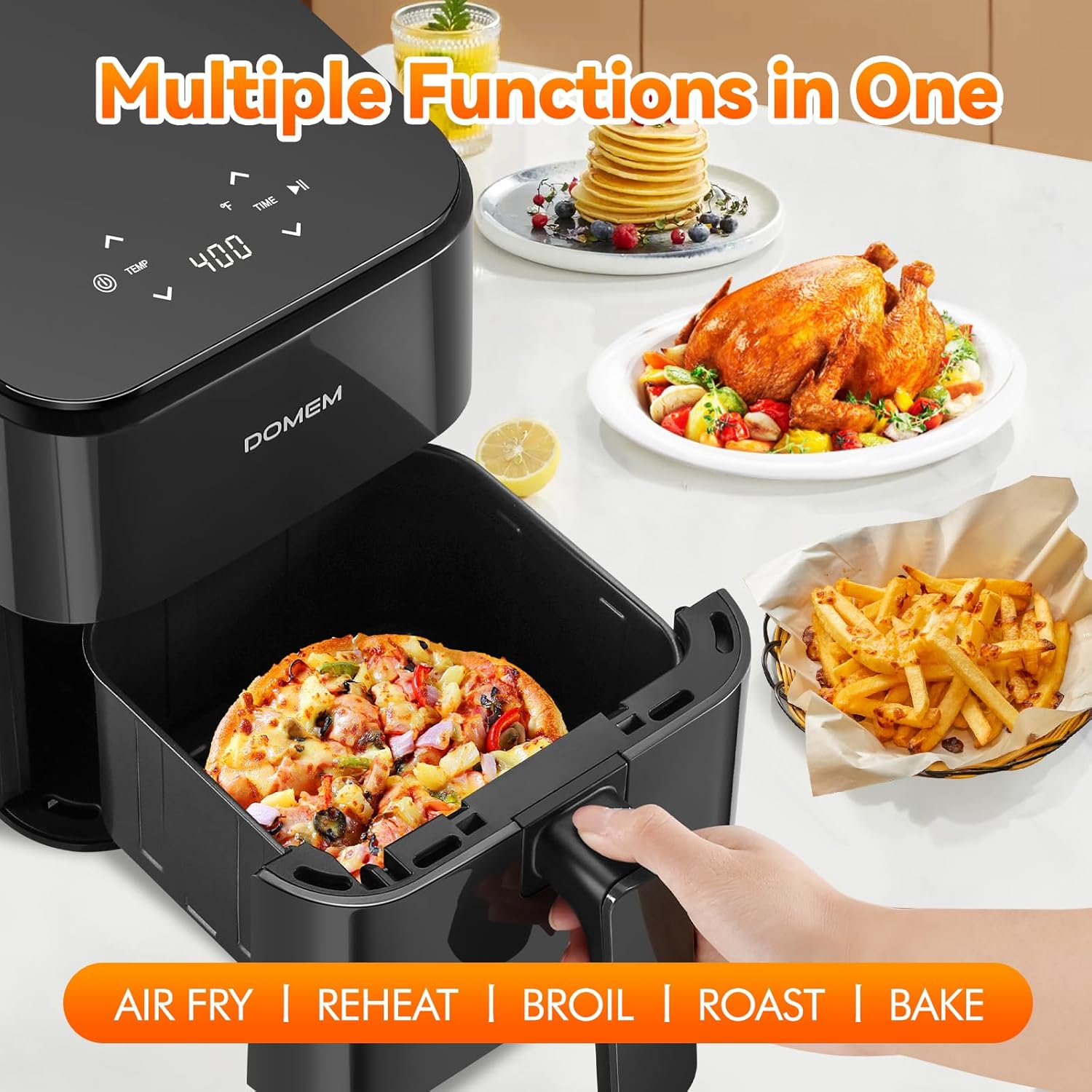 3 Qt Compact Air Fryer with Non-Stick Basket and Rack, User Friendly Simple - View 2
