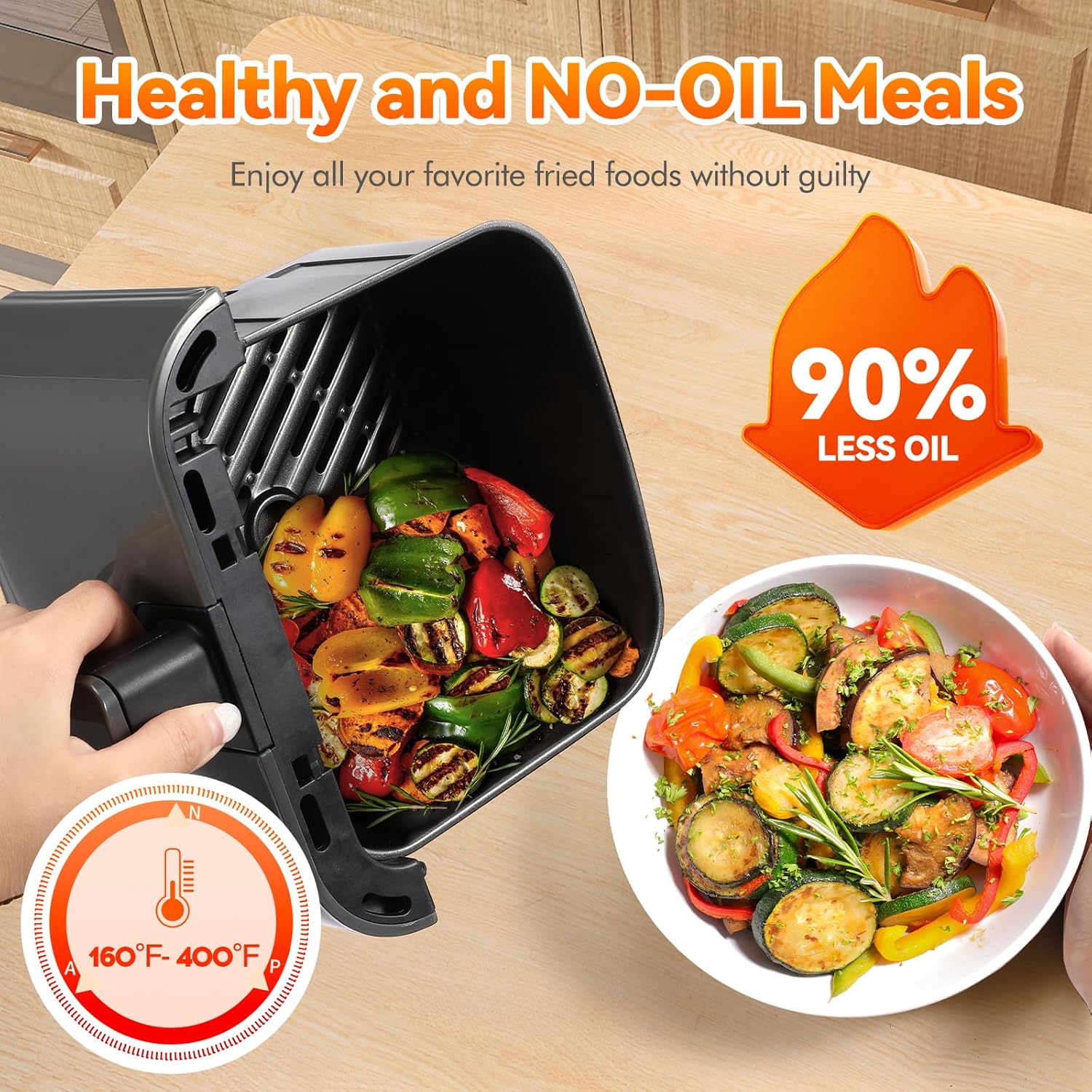 3 Qt Compact Air Fryer with Non-Stick Basket and Rack, User Friendly Simple - View 5