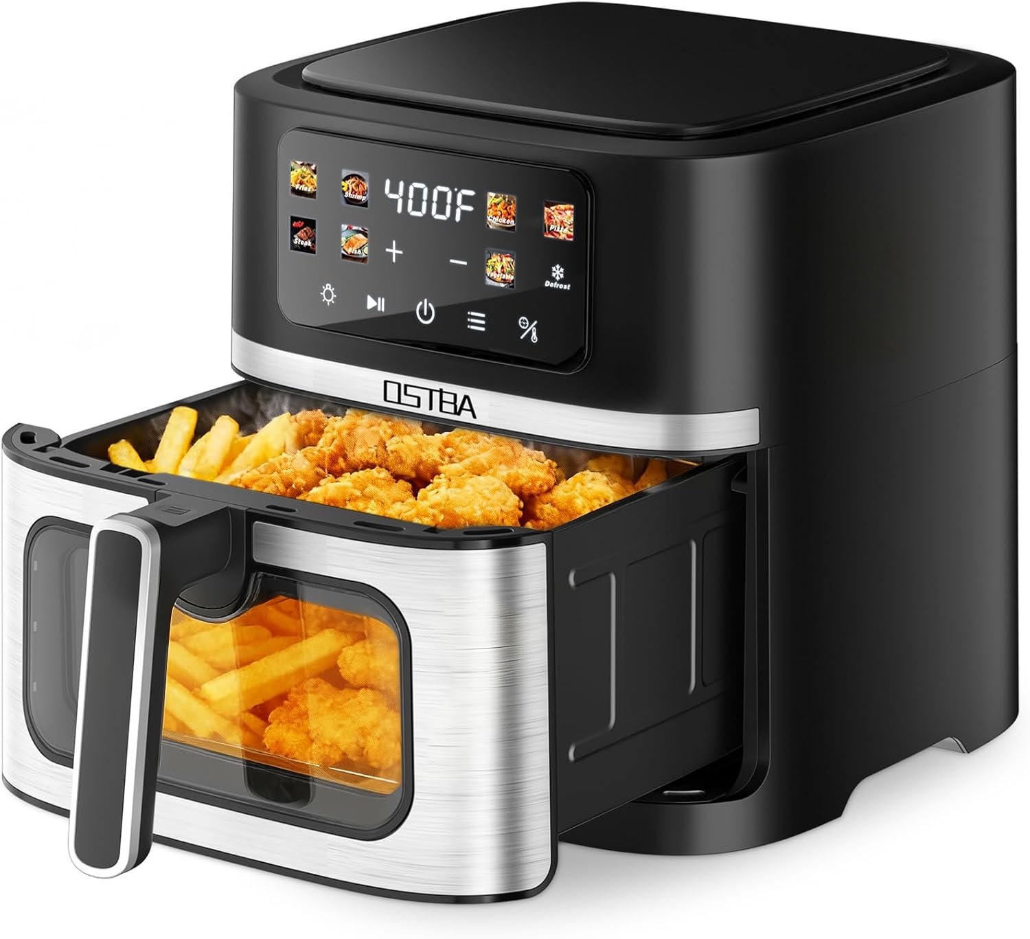 OSTBA 9.5QT Double Air Fryer, 1700W Dual Air Fryer with 2 Independent 4.25QT