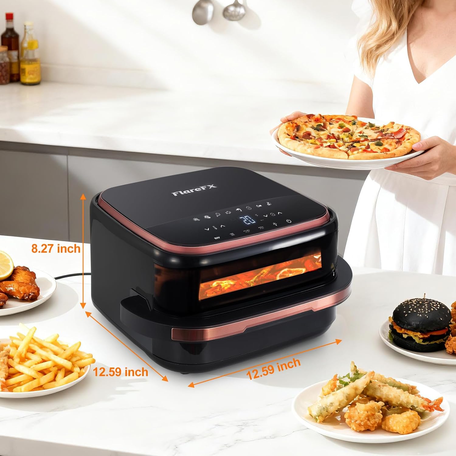 4.5QT Air Fryer Pizza Oven with 11 Presets, Air Fryers with Dual Heating & 360° - View 3