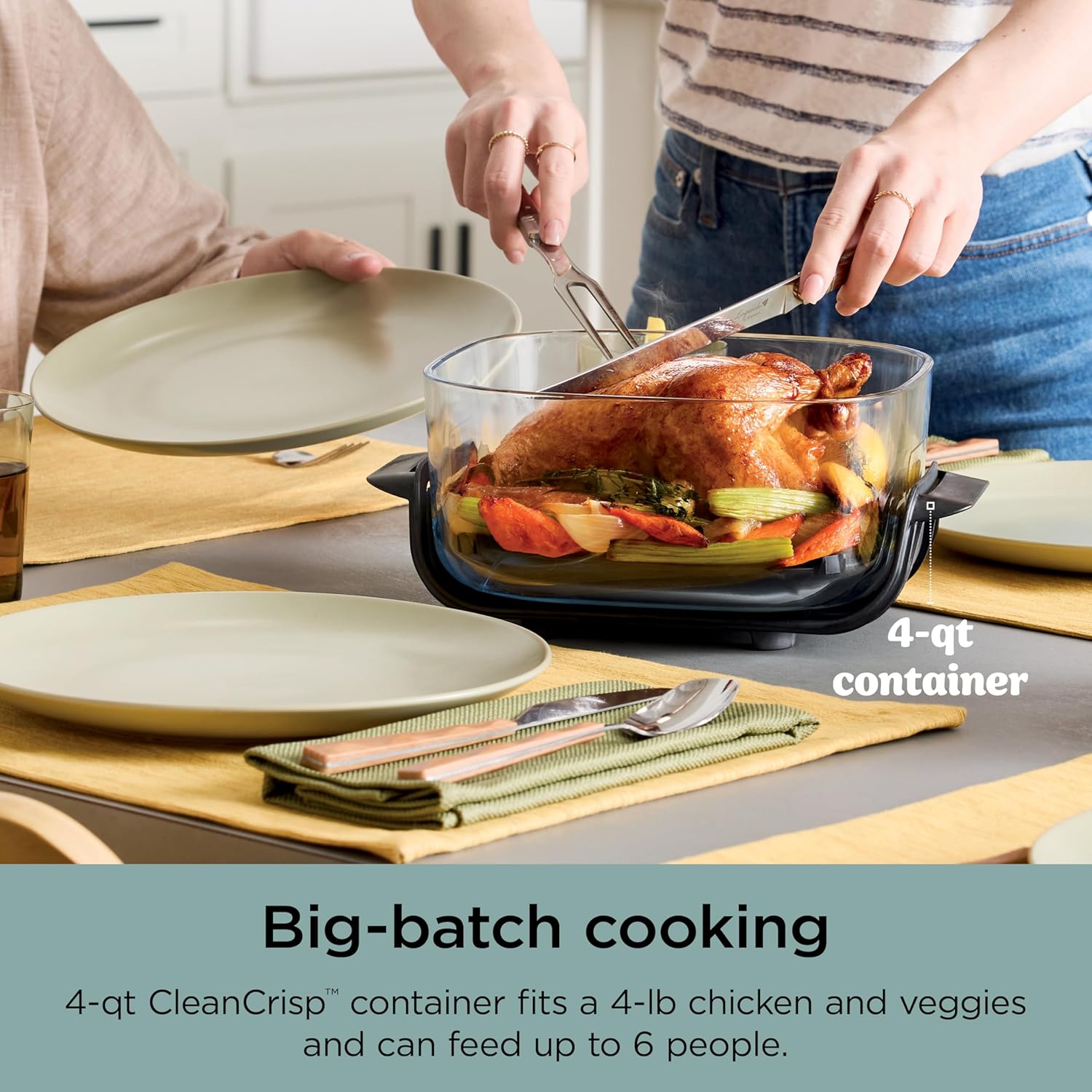 Ninja Crispi 4-in-1 Glass Air Fryer | 450°F | Non-Toxic | 4QT & 6-Cup Glass - View 4