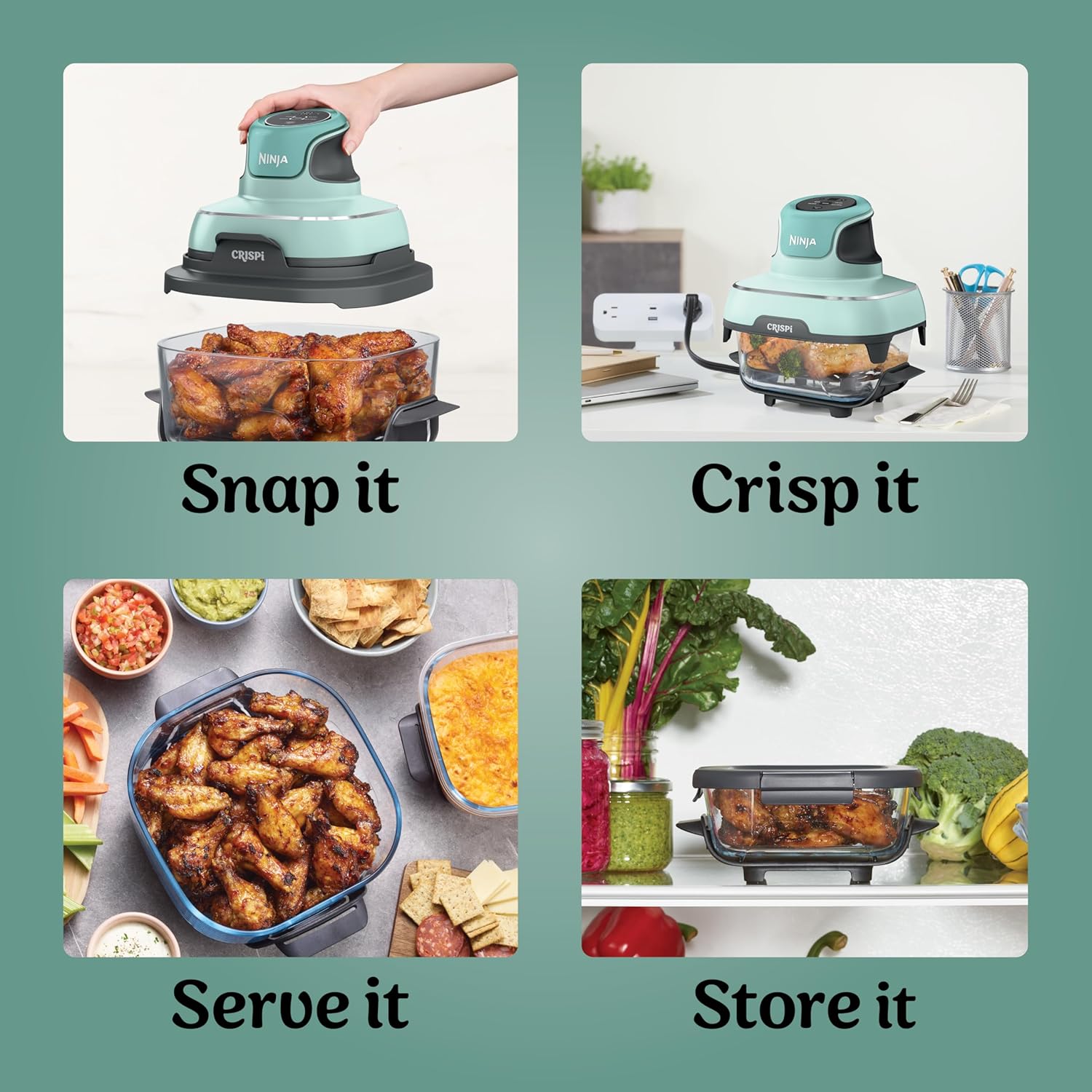 Ninja Crispi 4-in-1 Glass Air Fryer | 450°F | Non-Toxic | 4QT & 6-Cup Glass - View 6