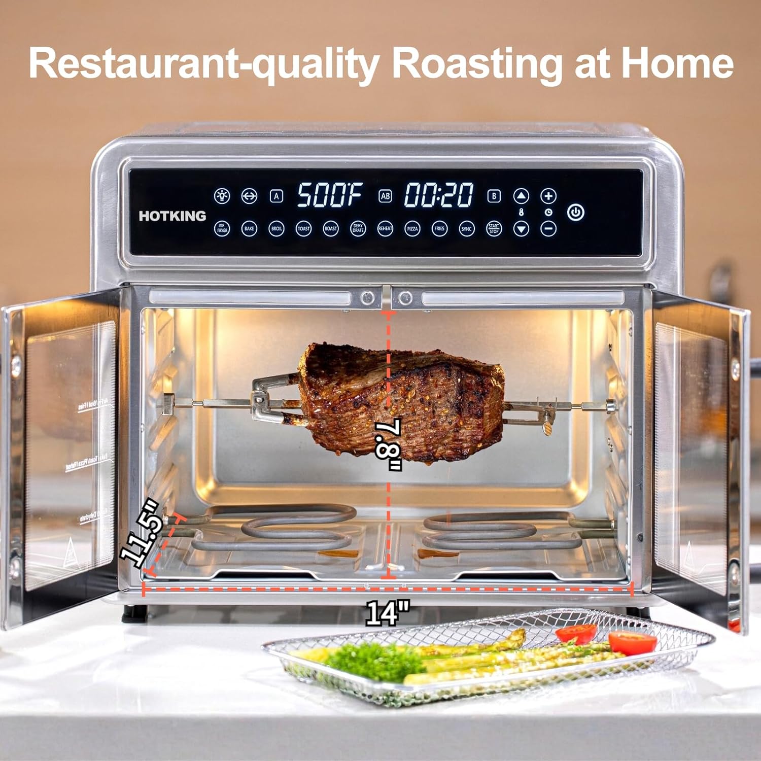 HotKing Dual-Zone Air Fryer Toaster Oven Combo, 28 QT Extra Large, Non Toxic - View 5