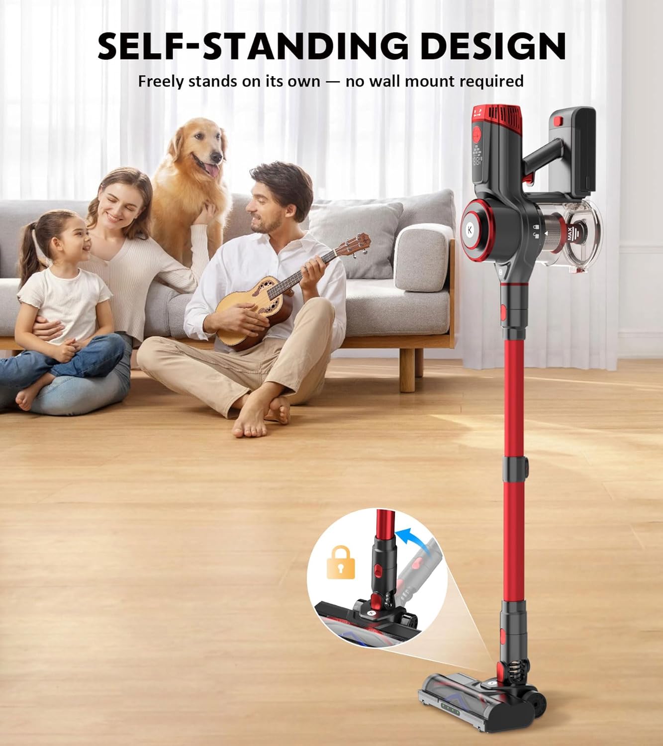 Cordless Vacuum Cleaner, 650W 55KPa Powerful Stick Vacuum, 70-Min Runtime, - View 6
