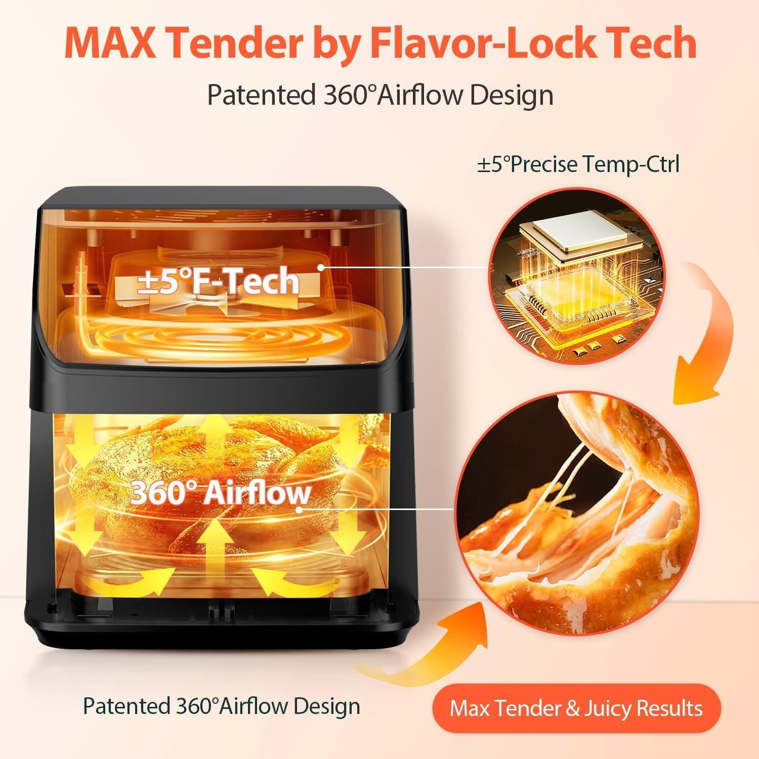 Beelicious Large Air Fryer, 12-in-1 Digital Airfryer with Window, 5.8Qt, 40+ - View 3