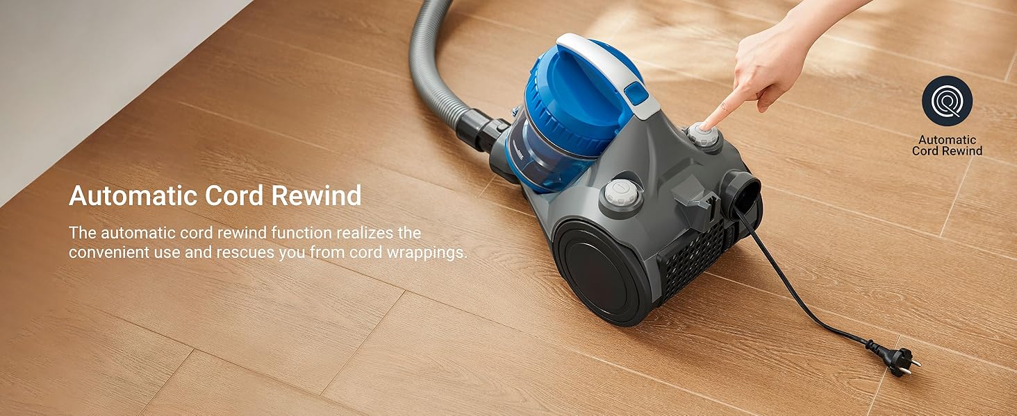Eureka WhirlWind Bagless Canister 2.5L Vacuum Cleaner, Lightweight Vac for Carpets and Hard Floors, NEN110A, Blue detail 1