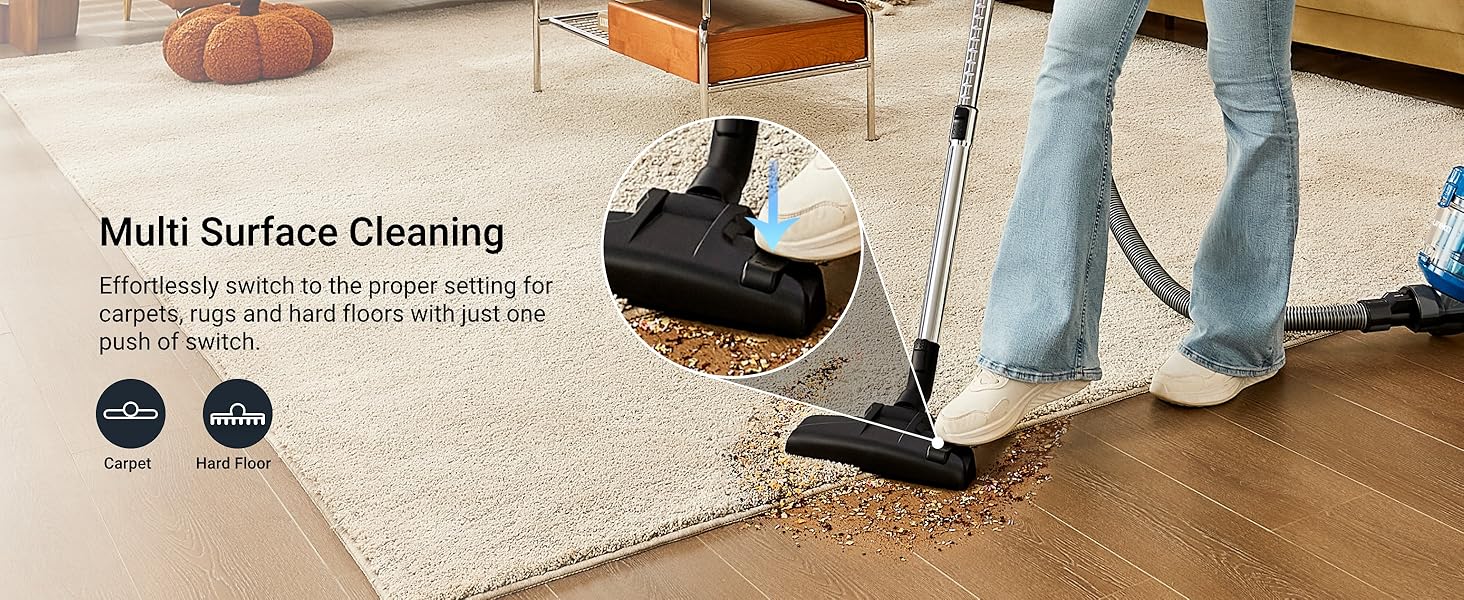 Eureka WhirlWind Bagless Canister 2.5L Vacuum Cleaner, Lightweight Vac for Carpets and Hard Floors, NEN110A, Blue detail 2