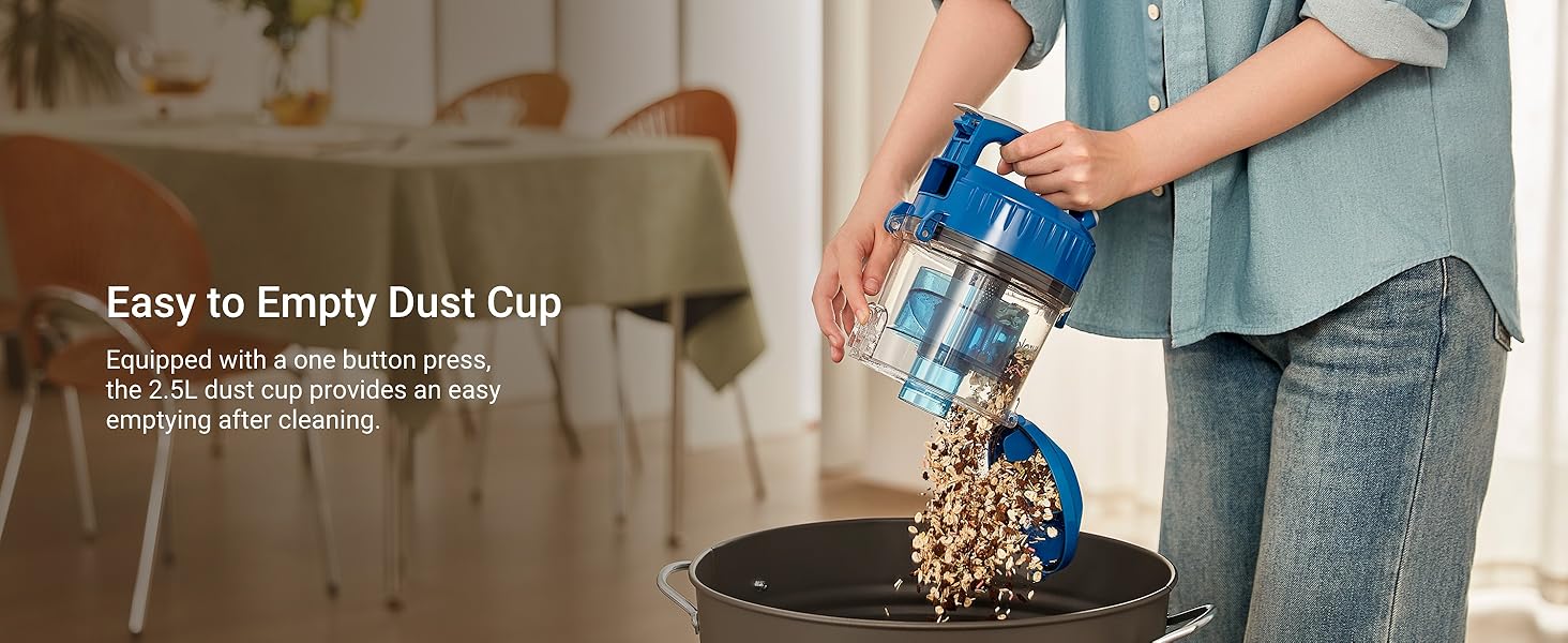 Eureka WhirlWind Bagless Canister 2.5L Vacuum Cleaner, Lightweight Vac for Carpets and Hard Floors, NEN110A, Blue detail 7