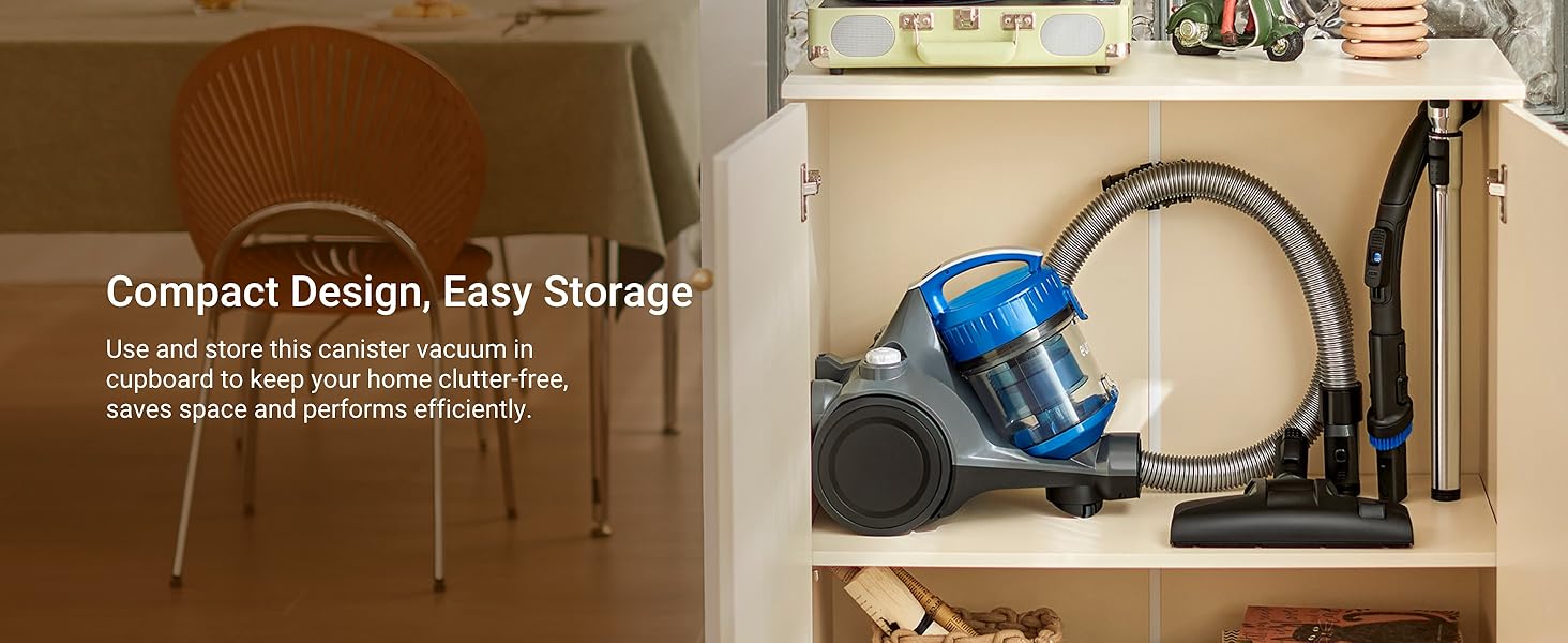 Eureka WhirlWind Bagless Canister 2.5L Vacuum Cleaner, Lightweight Vac for Carpets and Hard Floors, NEN110A, Blue detail 9