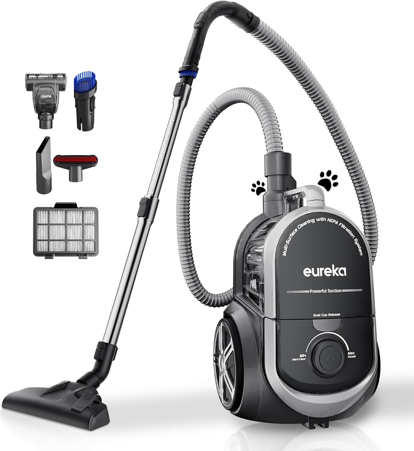 Eureka WhirlWind Bagless Canister 2.5L Vacuum Cleaner, Lightweight Vac for Carpets and Hard Floors, NEN110A, Blue detail 16