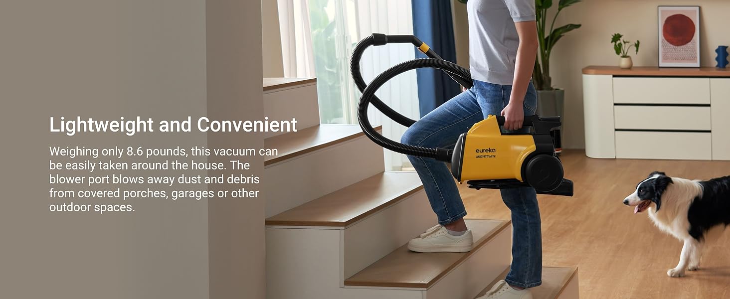 Eureka 3670M Canister Cleaner, Lightweight Powerful Vacuum for Carpets and Hard floors, w/ 5bags,Yellow detail 1