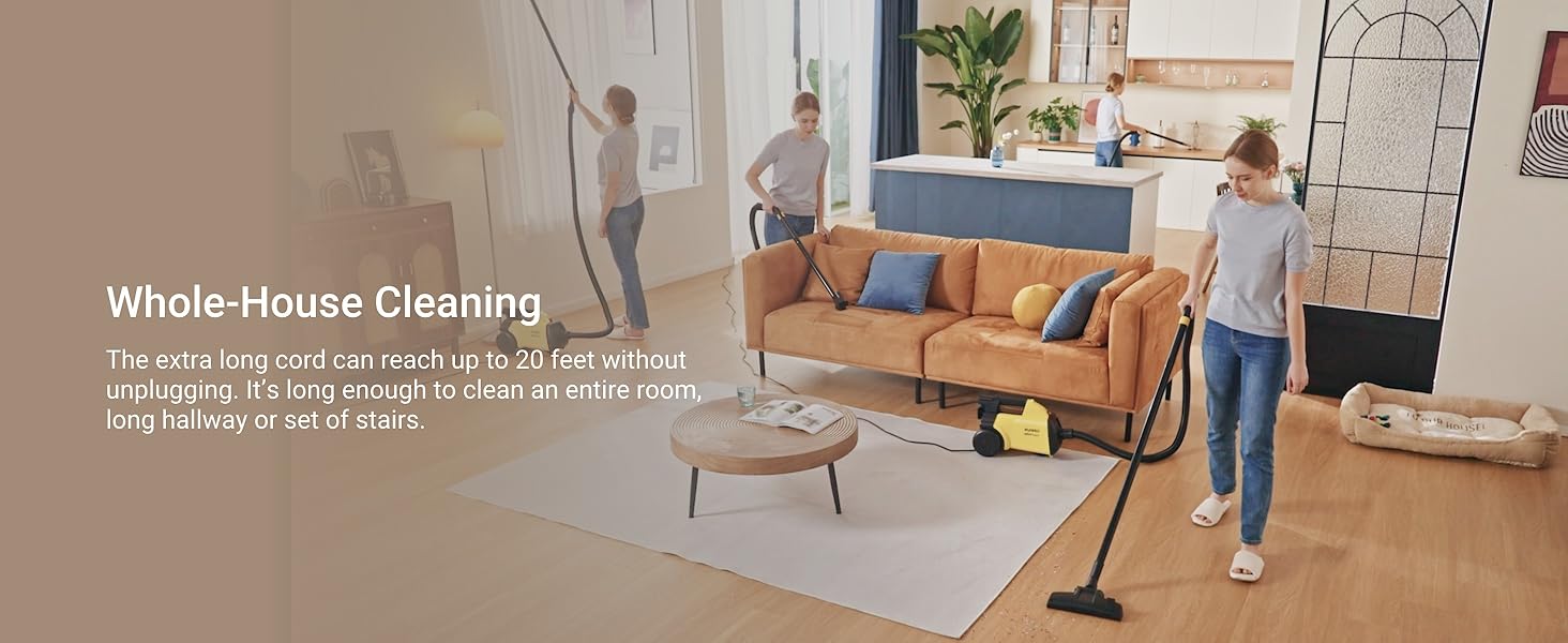Eureka 3670M Canister Cleaner, Lightweight Powerful Vacuum for Carpets and Hard floors, w/ 5bags,Yellow detail 3