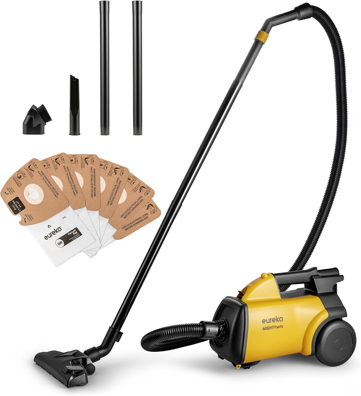 Eureka 3670M Canister Cleaner, Lightweight Powerful Vacuum for Carpets and Hard floors, w/ 5bags,Yellow detail 9