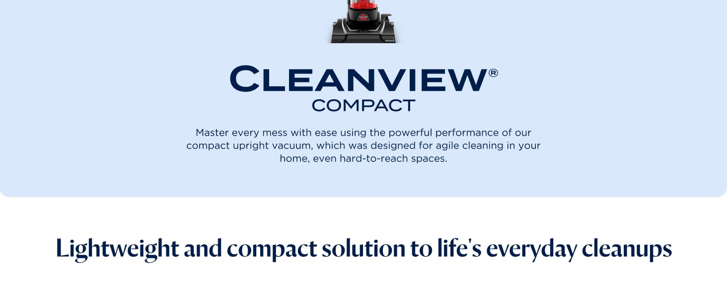 Bissell CleanView Compact Upright Vacuum, Lightweight Design for Apartments & Dorms, Powerful Suction with Removable Extension Wand & Scatter-Free Technology, 3508 detail 2