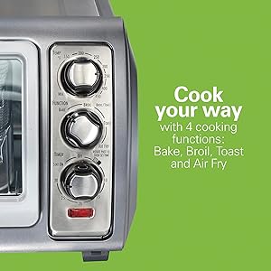 Hamilton Beach Air Fryer Toaster Oven Combo with Large Capacity, Fits 6 Slices or 12" Pizza, 4 Cooking Functions for Convection, Bake, Broil, Roll-Top Door, Easy Reach Sure-Crisp, Stainless Steel detail 7