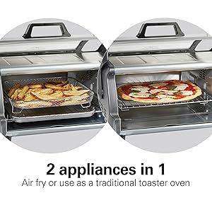 Hamilton Beach Air Fryer Toaster Oven Combo with Large Capacity, Fits 6 Slices or 12" Pizza, 4 Cooking Functions for Convection, Bake, Broil, Roll-Top Door, Easy Reach Sure-Crisp, Stainless Steel detail 8