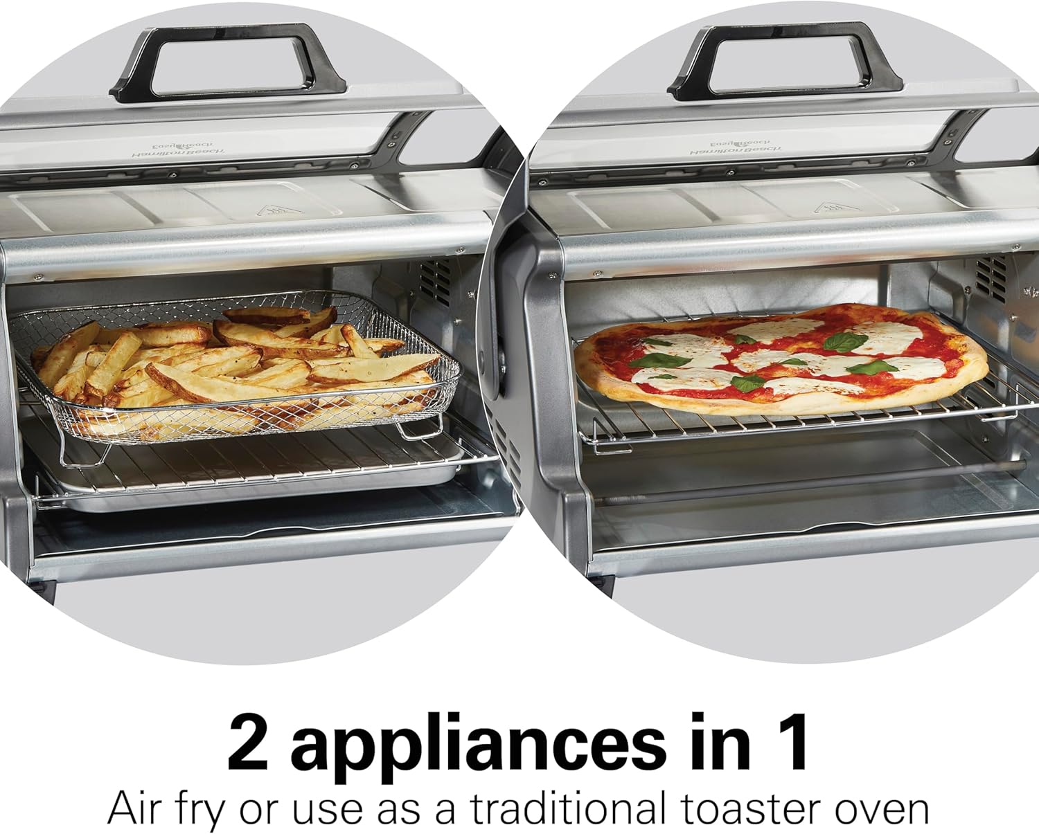 Hamilton Beach Air Fryer Toaster Oven Combo with Large Capacity, Fits 6 Slices or 12" Pizza, 4 Cooking Functions for Convection, Bake, Broil, Roll-Top Door, Easy Reach Sure-Crisp, Stainless Steel detail 16