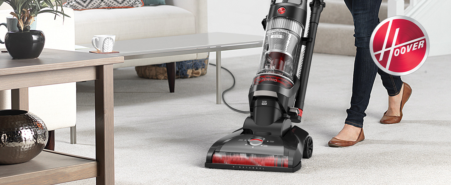 Hoover WindTunnel Cord Rewind Pro Bagless Vacuum Cleaner, Corded Upright Vacuum Cleaner for Carpet and Hard Floor, Automatic Cord Rewind, Corded Vacuum Cleaners for Home Use detail 1