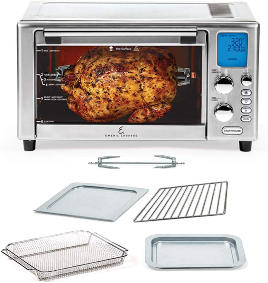 Emeril Lagasse Everyday 360 Stainless Steel Air Fryer, 360° Quick Cook Technology, XL capacity, 9-in-1, 12 Pre-Set Cooking Functions including Bake, Rotisserie, Broil, Pizza, Slow Cook, Toaster detail 7