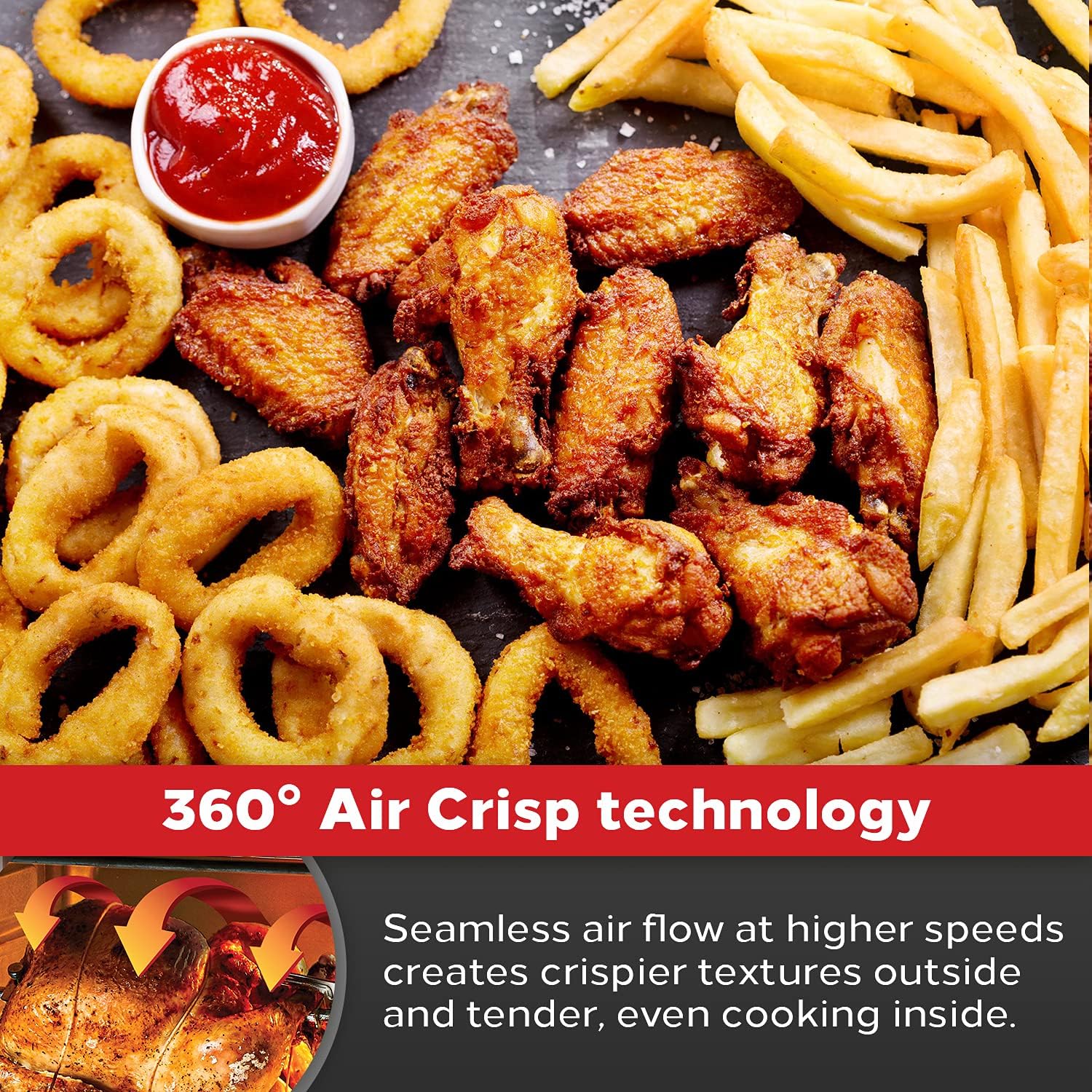 Emeril Lagasse Everyday 360 Stainless Steel Air Fryer, 360° Quick Cook Technology, XL capacity, 9-in-1, 12 Pre-Set Cooking Functions including Bake, Rotisserie, Broil, Pizza, Slow Cook, Toaster detail 10