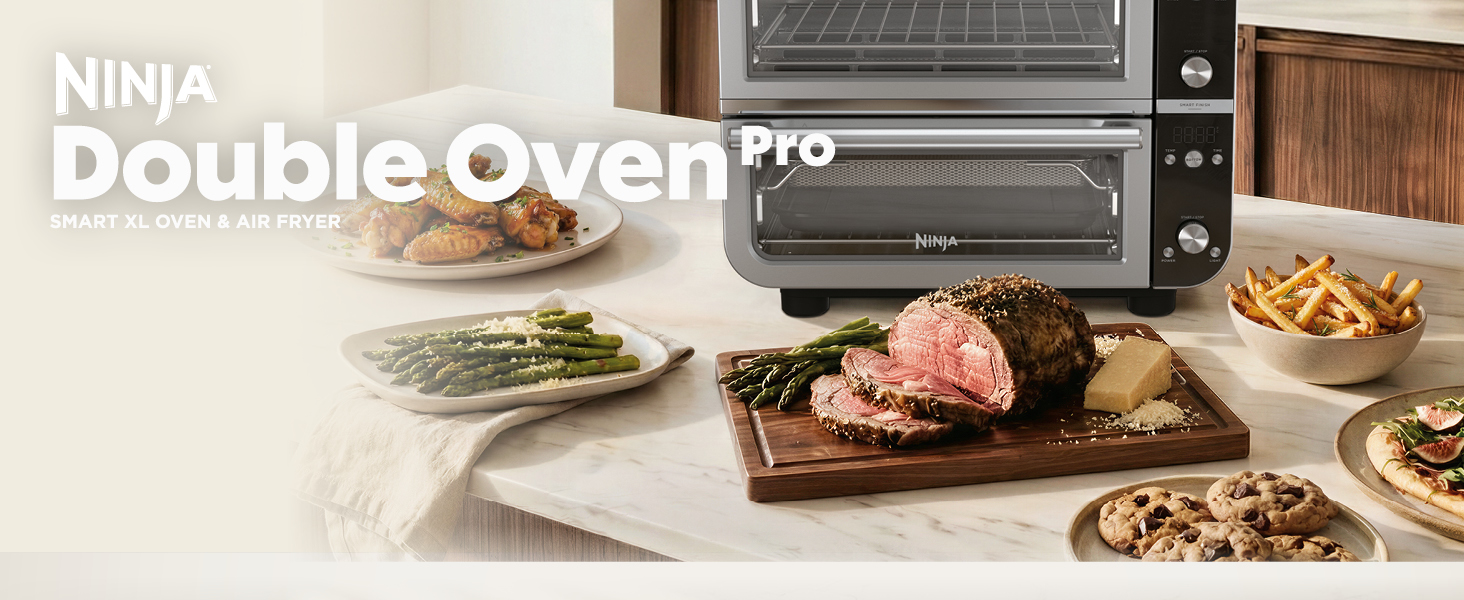 Ninja Double Oven Pro Smart XL Countertop Oven & Air Fryer | 30.2 Qt Capacity | 12-in-1 with Smart Finish & DualZone Tech to Cook 2 Meals at Once | Fits up to 4.5lb Chicken | Stainless Steel | DCT801 detail 1