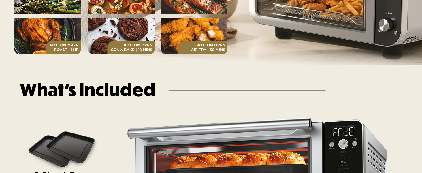Ninja Double Oven Pro Smart XL Countertop Oven & Air Fryer | 30.2 Qt Capacity | 12-in-1 with Smart Finish & DualZone Tech to Cook 2 Meals at Once | Fits up to 4.5lb Chicken | Stainless Steel | DCT801 detail 5