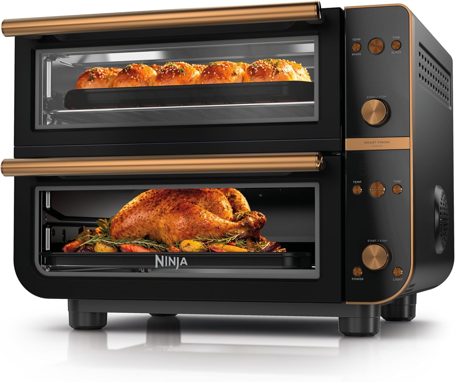 Ninja Double Oven Pro Smart XL Countertop Oven & Air Fryer | 30.2 Qt Capacity | 12-in-1 with Smart Finish & DualZone Tech to Cook 2 Meals at Once | Fits up to 4.5lb Chicken | Stainless Steel | DCT801 detail 11