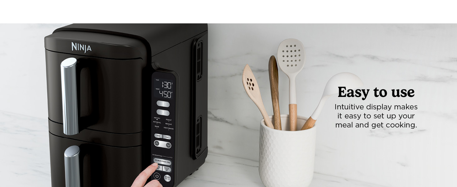 Ninja Air Fryer, 8 QT DoubleStack 2-Basket, Space Saving Design, Cooks 2lb Chicken Wings, Feeds up to 6 People, 6-in1 Air Fryer, Roast, Bake & More, Easy to Clean, Dishwasher Safe Parts, Black, SL201 detail 2