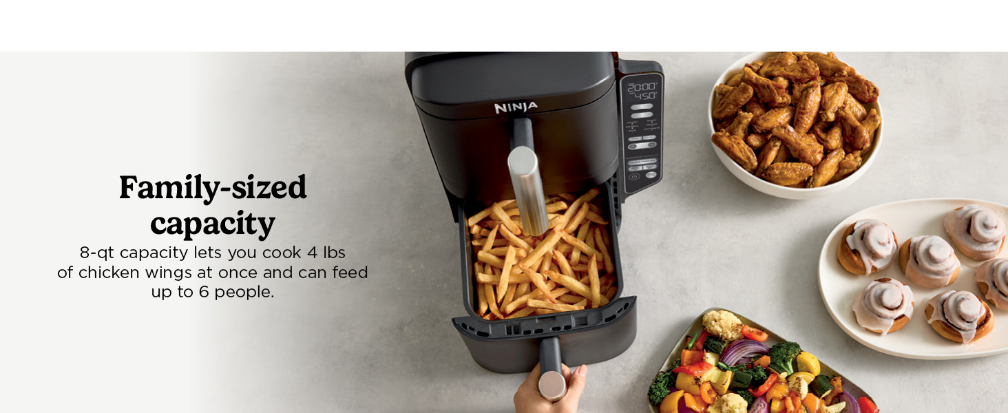 Ninja Air Fryer, 8 QT DoubleStack 2-Basket, Space Saving Design, Cooks 2lb Chicken Wings, Feeds up to 6 People, 6-in1 Air Fryer, Roast, Bake & More, Easy to Clean, Dishwasher Safe Parts, Black, SL201 detail 6