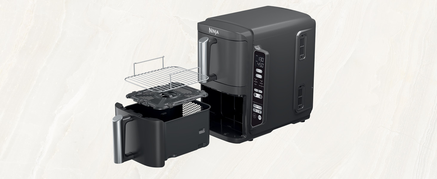 Ninja Air Fryer, 8 QT DoubleStack 2-Basket, Space Saving Design, Cooks 2lb Chicken Wings, Feeds up to 6 People, 6-in1 Air Fryer, Roast, Bake & More, Easy to Clean, Dishwasher Safe Parts, Black, SL201 detail 11
