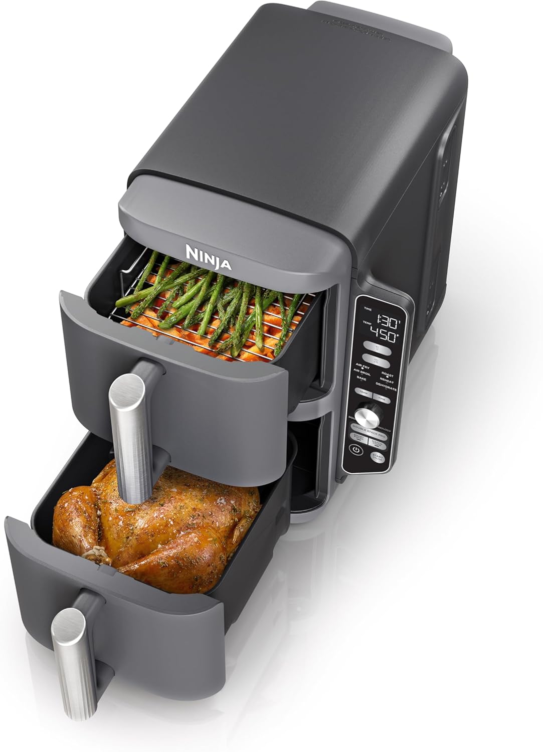 Ninja Air Fryer, 8 QT DoubleStack 2-Basket, Space Saving Design, Cooks 2lb Chicken Wings, Feeds up to 6 People, 6-in1 Air Fryer, Roast, Bake & More, Easy to Clean, Dishwasher Safe Parts, Black, SL201 detail 13