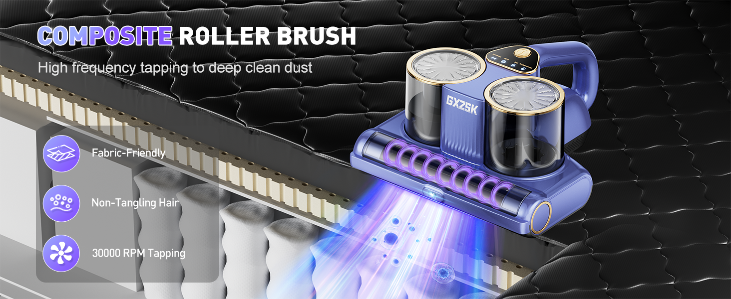 Mattress Vacuum Cleaner, 16kPa Bed Vacuum Cleaner with 253.7nm UV-C Light, Ultrasonic & 140℉ Heating, Dual Cup & Widen Suction Port Handheld Vacuums for Bed, Sofa, Couch, Crib (500W, Corded) detail 8