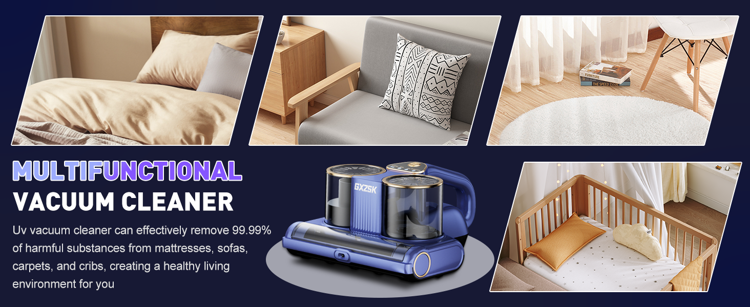 Mattress Vacuum Cleaner, 16kPa Bed Vacuum Cleaner with 253.7nm UV-C Light, Ultrasonic & 140℉ Heating, Dual Cup & Widen Suction Port Handheld Vacuums for Bed, Sofa, Couch, Crib (500W, Corded) detail 13