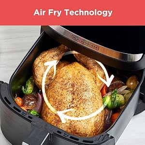 BLACK+DECKER Purifry 6QT Air Fryer, Crispy Deep Fried Taste without the Fat, Plus Bake, Dehydrate, and Keep Food Warm, Digital Touchscreen and Auto Shut-Off detail 3